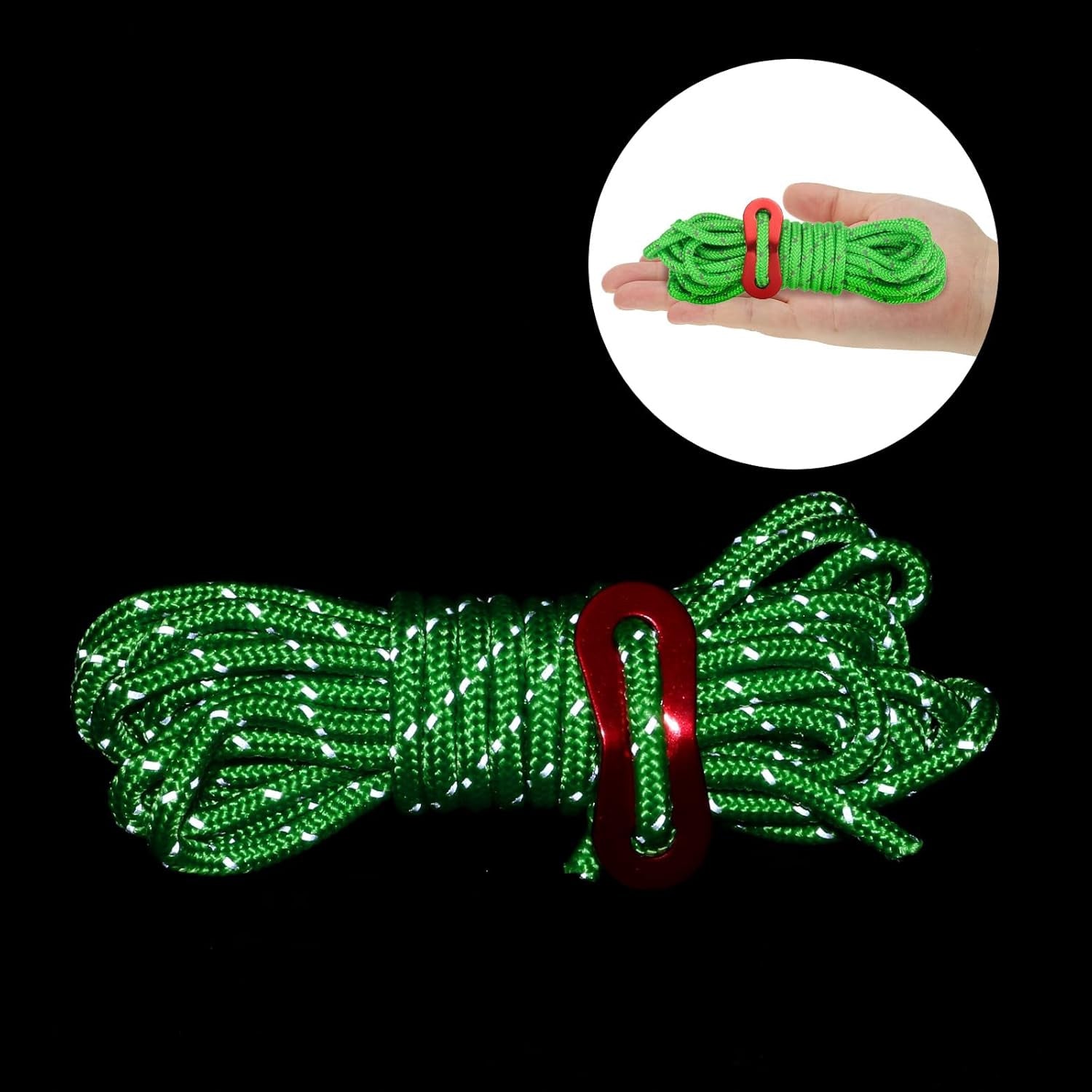 FLUORESCENT REFLECTIVE CORDS FOR TENT CAMPING 10 PCS 4M GLOW AT NIGHT Manufacturer code 887484917440