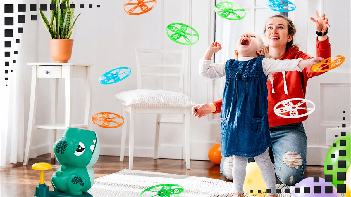 FLYING DISC LAUNCHER FOR CHILDREN DINOSAUR AIR TOY Manufacturer code #11102