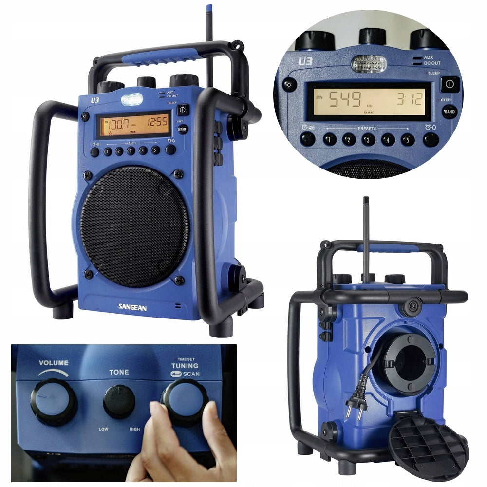 FM AM BUILDING Radio for Construction Portable AUX RESISTANT Cord Storage