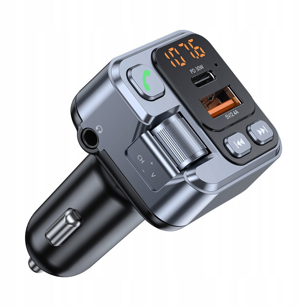 FM Flash Transmitter TR-05 MP3, Bluetooth - USB + Type C - PD 30W Charger Manufacturer code TR-05