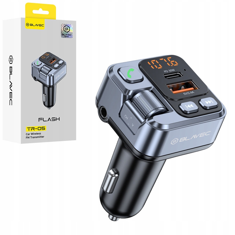 FM Flash Transmitter TR-05 MP3, Bluetooth - USB + Type C - PD 30W Charger
