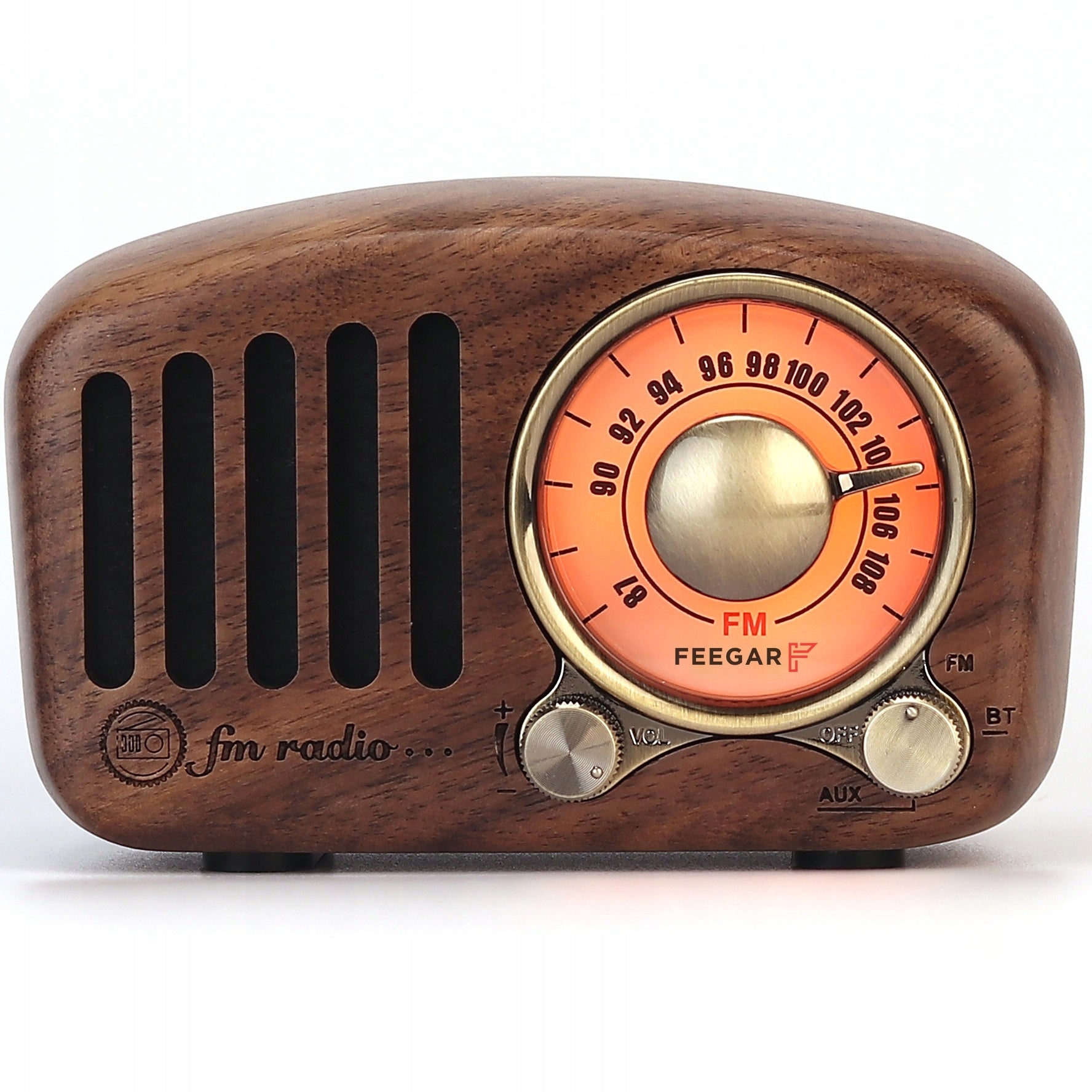 FM Kitchen Radio Feegar RETRO Wood Portable Network Bluetooth 10h SD Brand Feegar