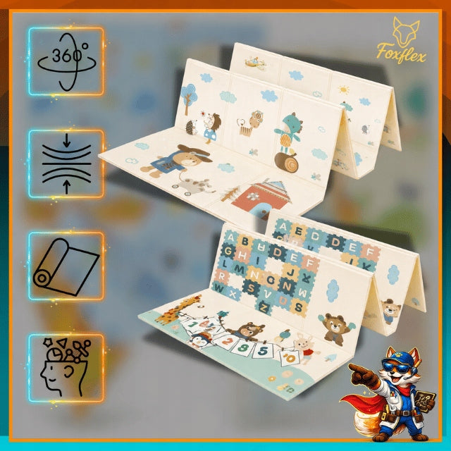 FOAM MAT FOR CHILDREN FOLDING Educational Double-sided THICK 180x200 cm Manufacturer code Mata dla niemowląt dziecka duża 200x180