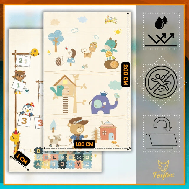 FOAM MAT FOR CHILDREN FOLDING Educational Double-sided THICK 180x200 cm Packaging status original