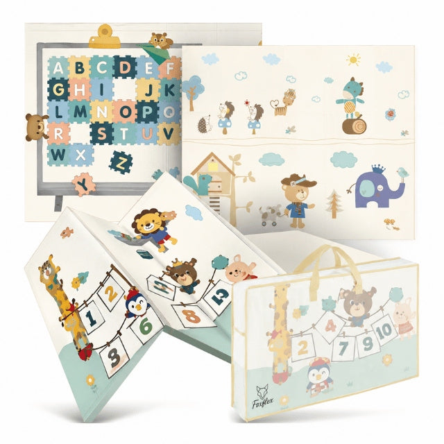 FOAM MAT FOR CHILDREN FOLDING Educational Double-sided THICK 180x200 cm