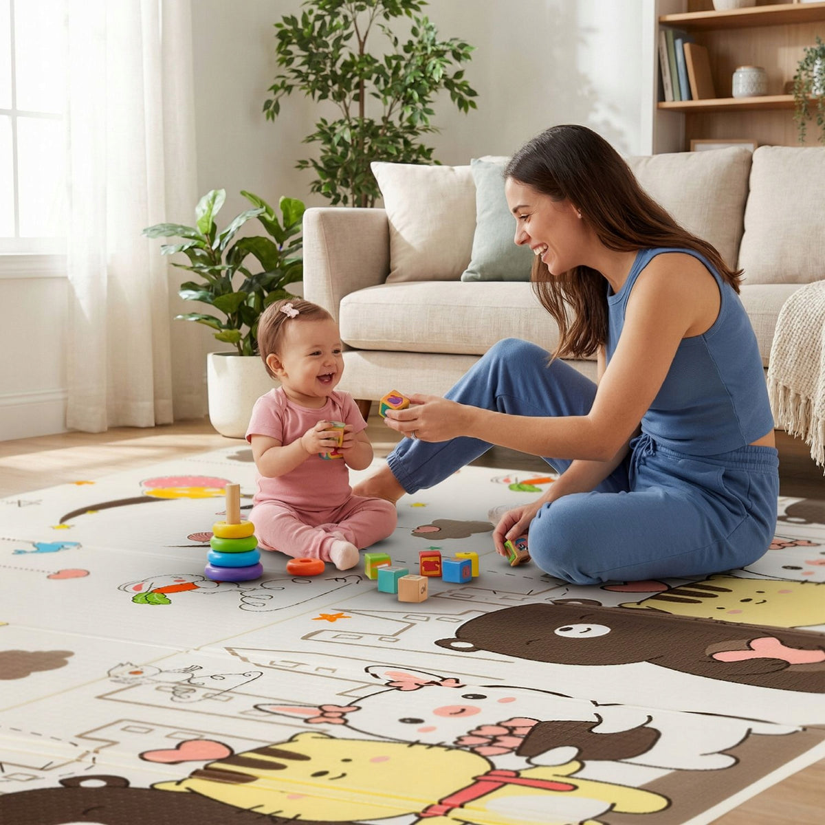 FOAM MAT FOR CHILDREN SOFT FOR CHILDREN DOUBLE-SIDED FOLDING 180 X 200CM Brand no brand