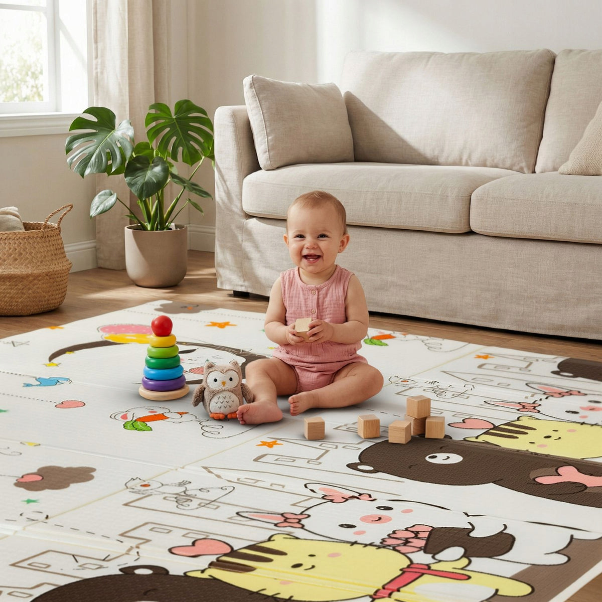 FOAM MAT FOR CHILDREN SOFT FOR CHILDREN DOUBLE-SIDED FOLDING 180 X 200CM Kid's age 0＋