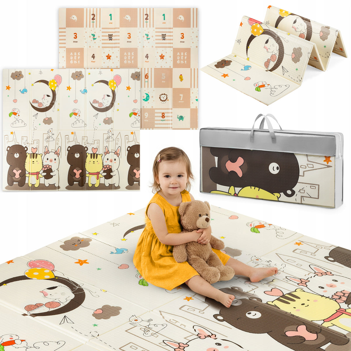FOAM MAT FOR CHILDREN SOFT FOR CHILDREN DOUBLE-SIDED FOLDING 180 X 200CM
