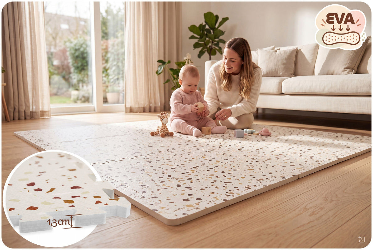 FOAM MAT PUZZLE BEIGE EDUCATIONAL 175x118 SOFT THICK 6pcs RICOKIDS Packaging status original