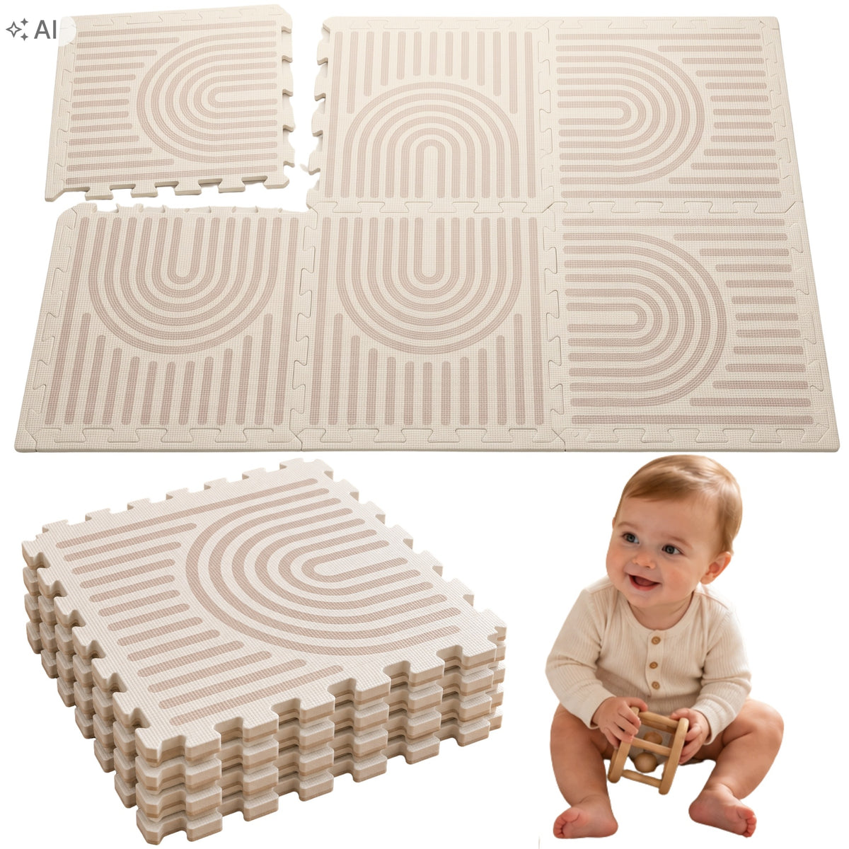 FOAM MAT XPE PUZZLE FOR CHILDREN 165X112 CM 1,5 CM DOUBLE-SIDED EDUCATIONAL