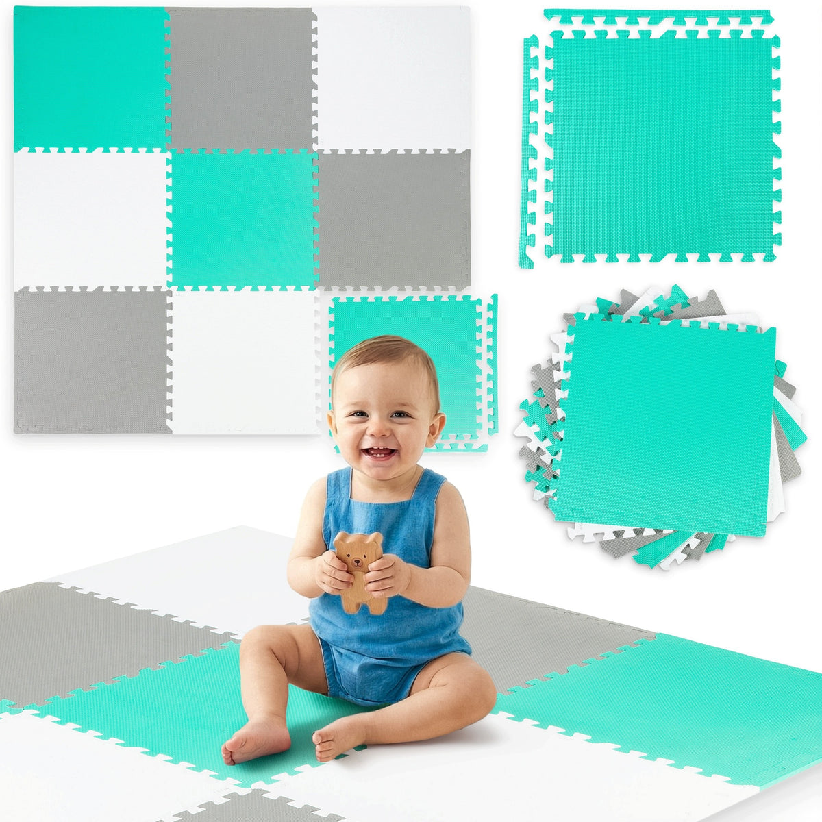 FOAM PUZZLE MAT FOR CHILDREN LARGE 9 ELEMENTS 180X180X1CM THICK