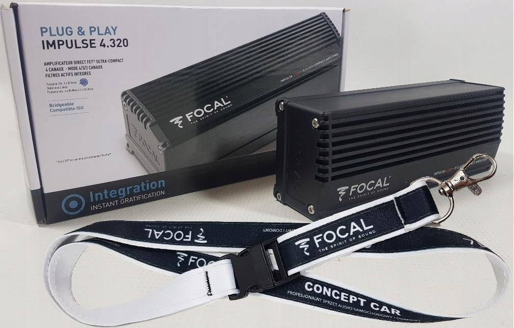 FOCAL PULSES 4.320 4-CHANNEL AMPLIFIER / VERY SMALL BUT STRONG + LEASH FOCAL Packaging status original