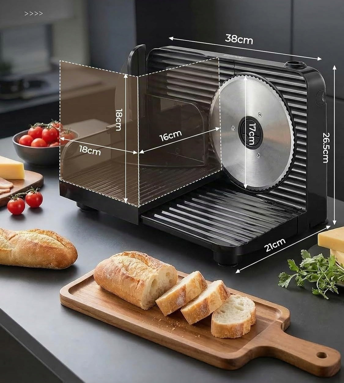 FOHERE electric slicer 0-15 mm 2 blades for cheese bread and cold cuts Manufacturer code SL519N