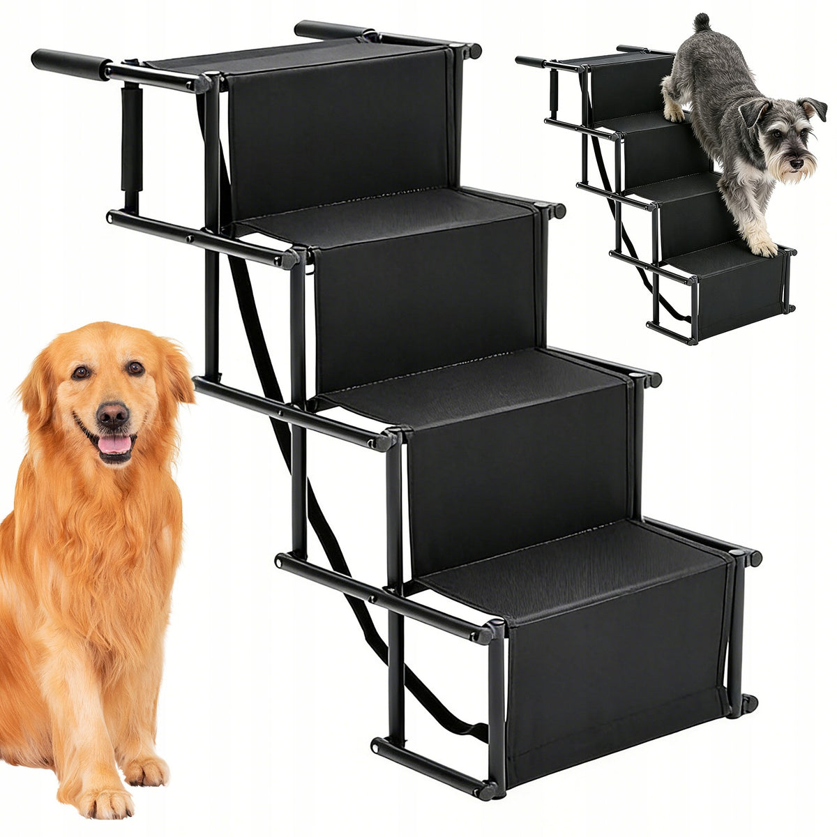FOLDABLE DOG STEPS 4 STEPS FOR JEEP SUV BLACK DURABLE Packaging status original