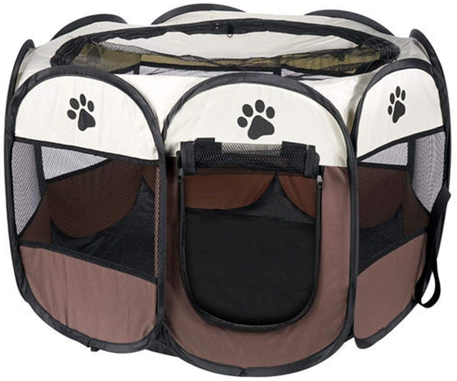FOLDABLE MATERIAL PLAYPEN WITH ZIPPER CAT DOG CAGE BED - M