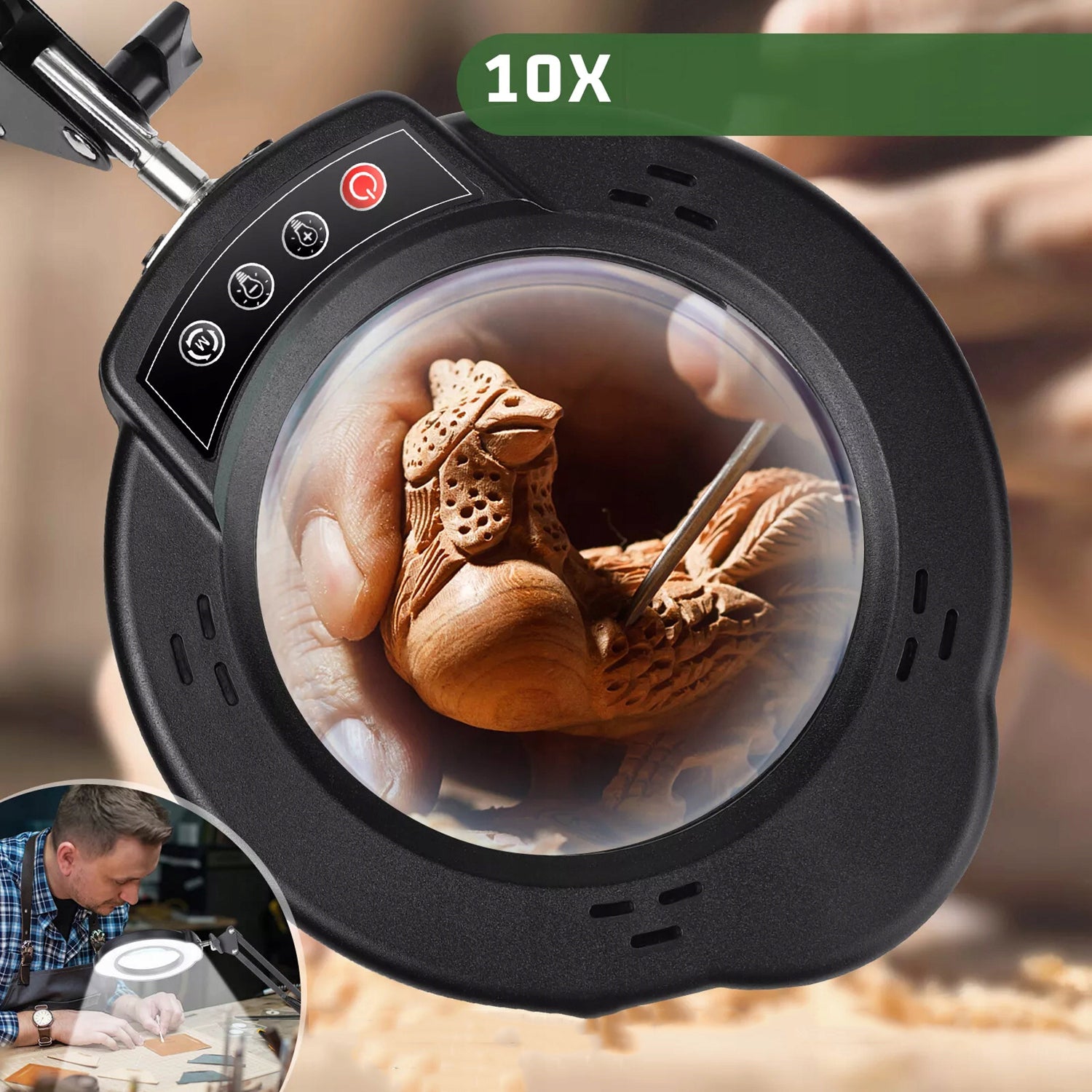 FOLDING 10X MAGNIFIER DESK LAMP EYE PROTECTION READING LEARNING LAMP BLACK Packaging status original