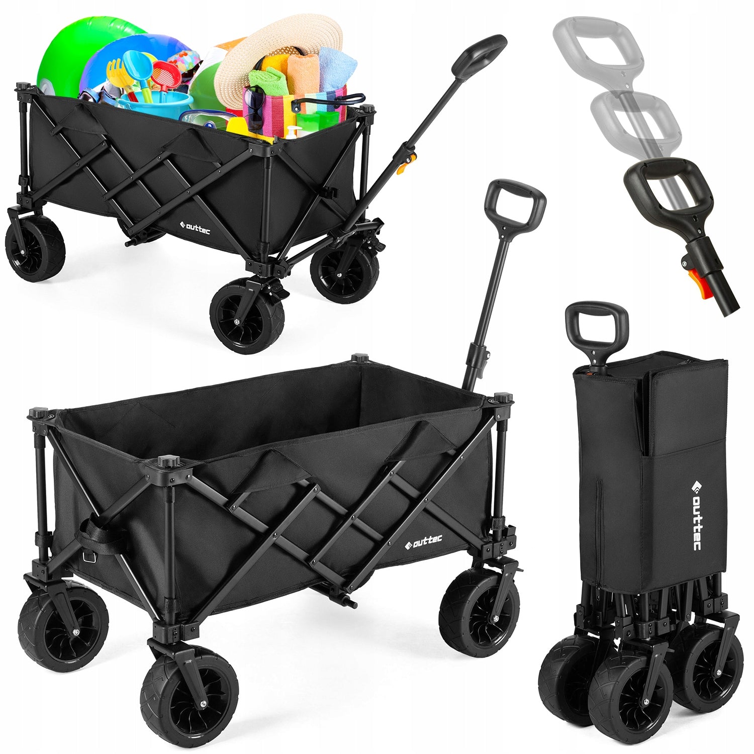 FOLDING BEACH TROLLEY WITH BRAKE 100L OUTTEC