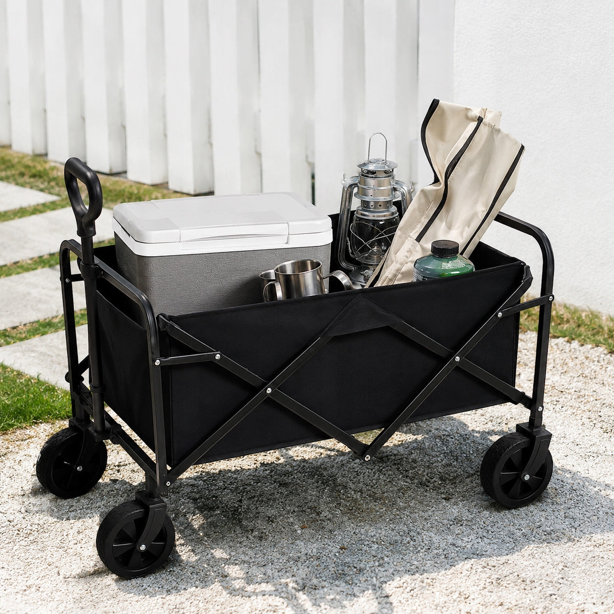 FOLDING CAMPING BEACH HIKING CART WITH POCKETS 50 KG Brand Allbag