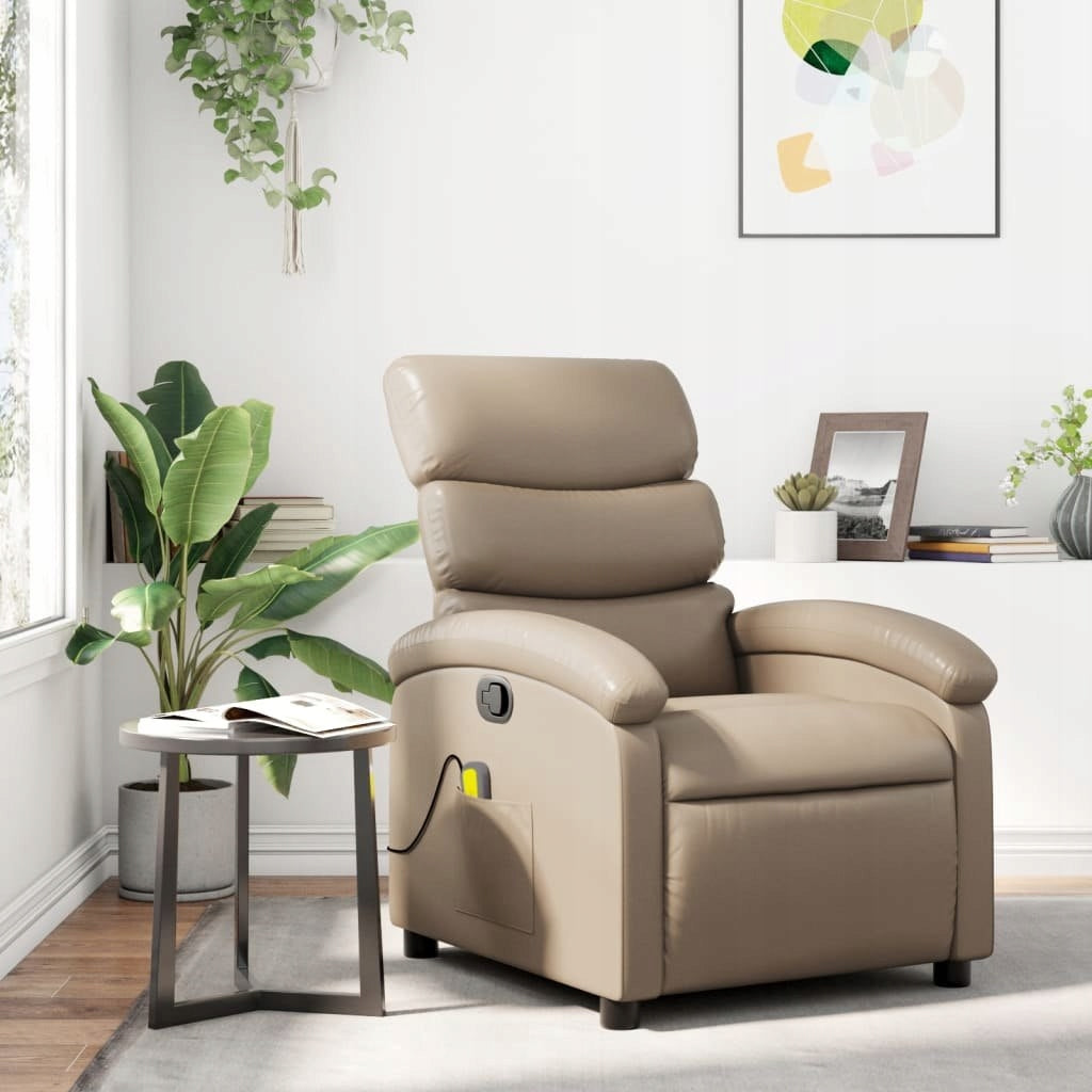 FOLDING CAPPUCCINO MASSAGE CHAIR UPHOLSTERED IN ARTIFICIAL LEATHER