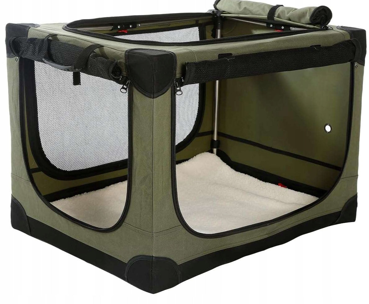 FOLDING DOG CARRIER 106 X 78 X 78 GREEN FOR LARGE DOGS CAGE
