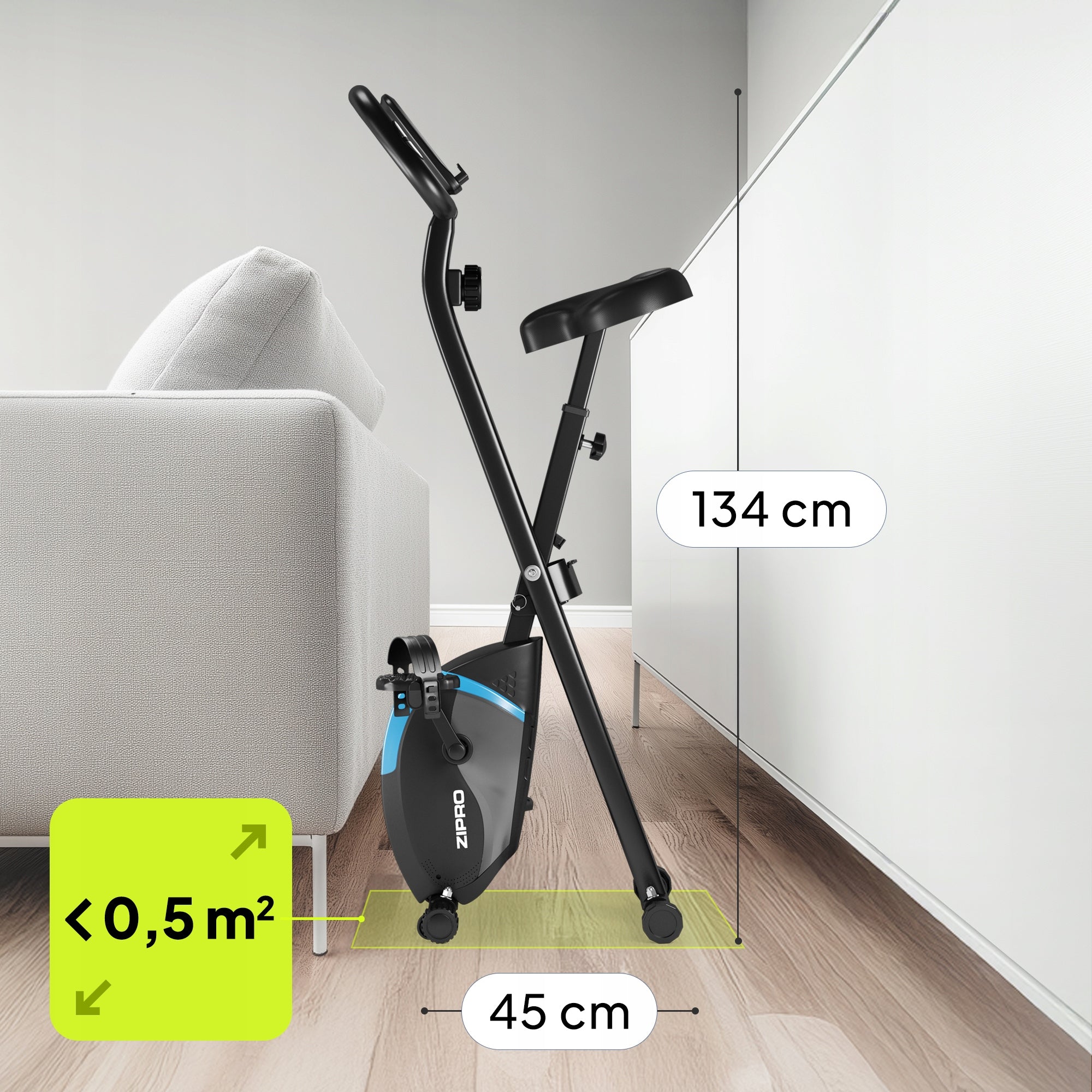 FOLDING Exercise Bike Home Stationary Bike up to 110kg - ZIPRO Packaging status original