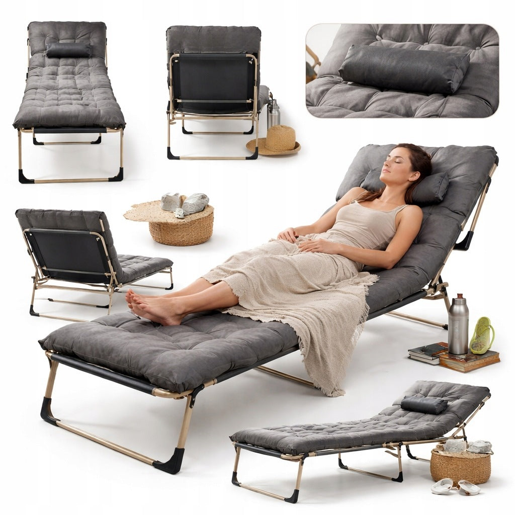 FOLDING GARDEN LOUNGER | TOURIST BED | FOR GARDEN TERRACE OR TRAVEL