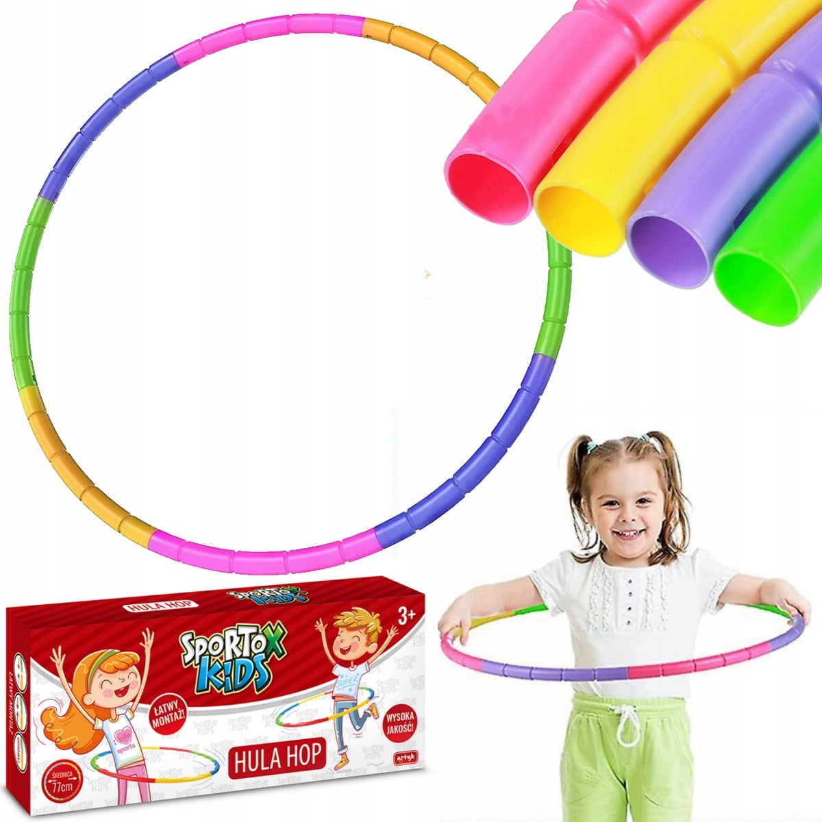 FOLDING HULA HOOP COLORFUL HOOP 8 EL 77 CM