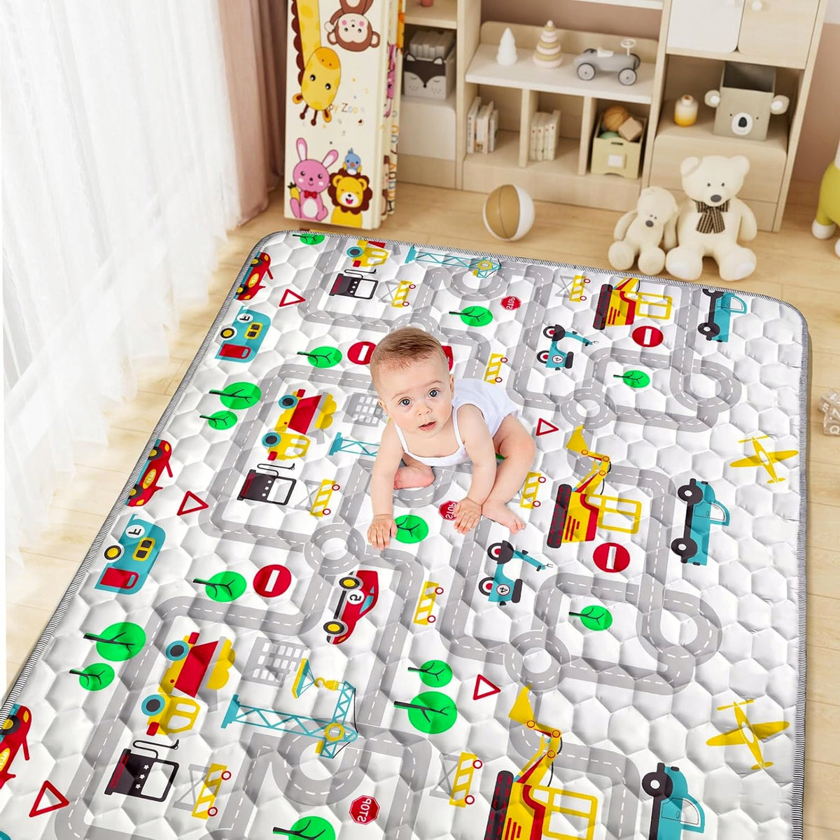 FOLDING MAT FOR TOYS 150 X 200 CM PINK COTTON NON-SLIP Brand Awa