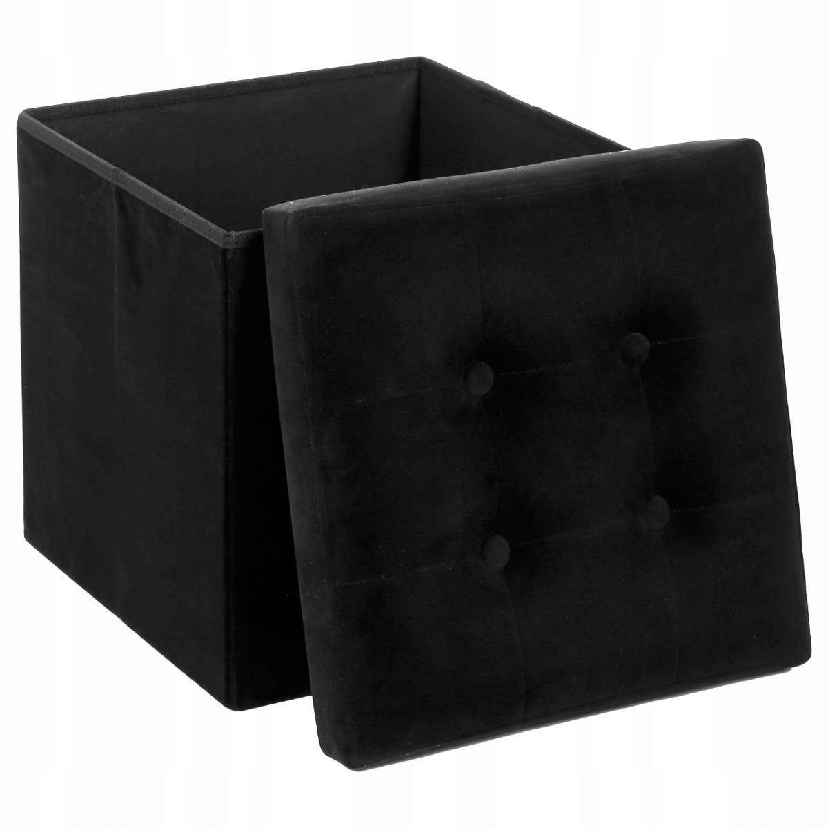 FOLDING POUF WITH STORAGE POUF 2IN1 FASHIONABLE FOOTREST BLACK SEAT 38X38CM Furniture depth 38 cm