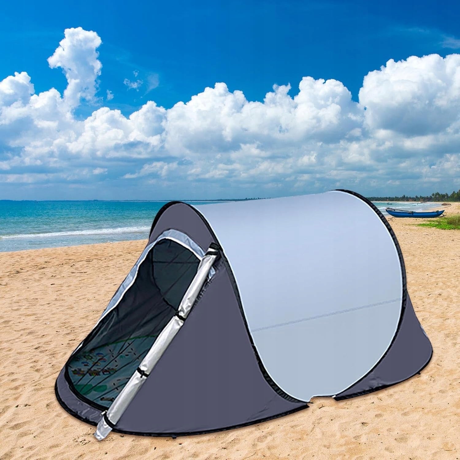 FOLDING TENT AUTOMATIC BEACH TOURIST WITH UV FILTER + MAT Packaging status original
