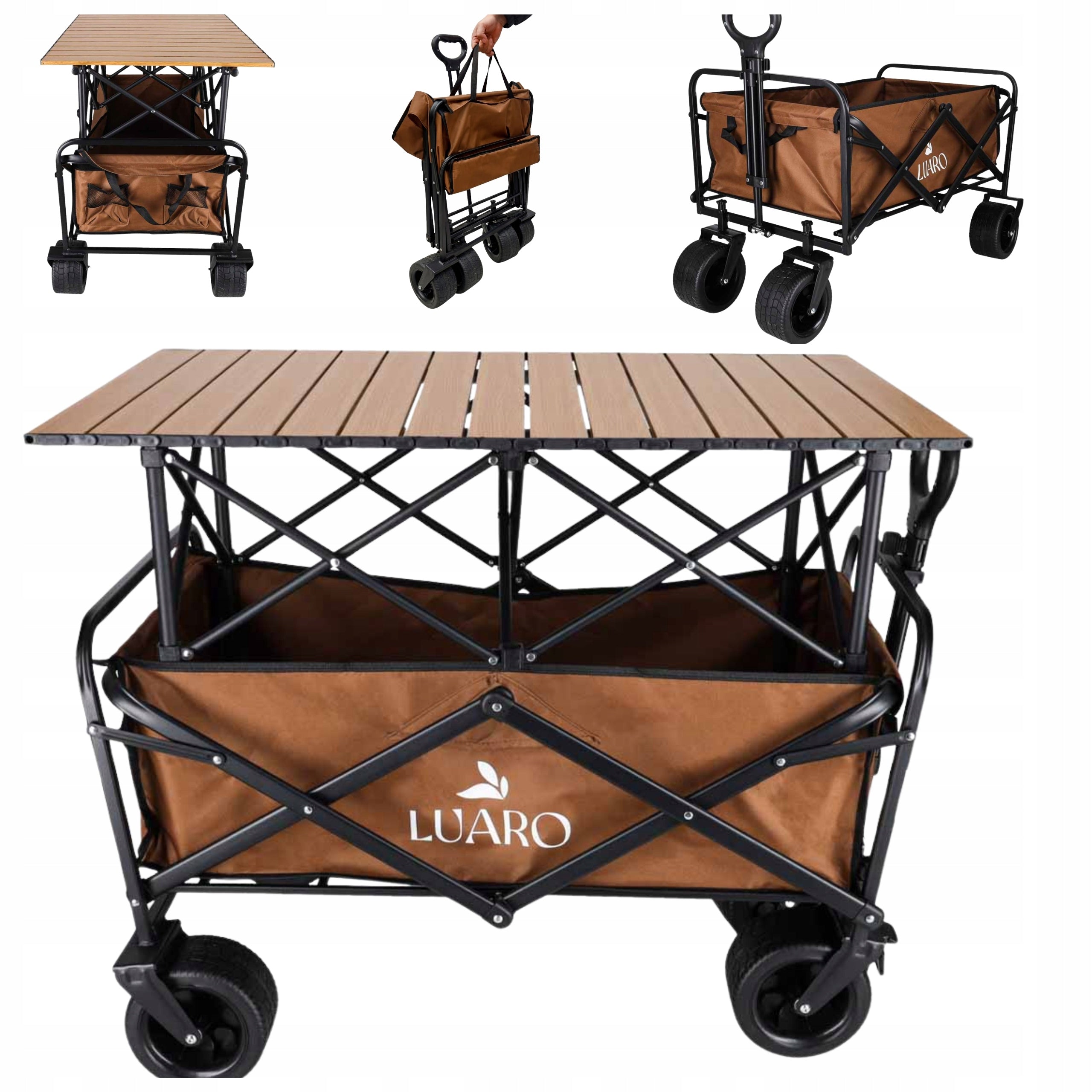 FOLDING TRANSPORT TROLLEY WITH CAMPING BEACH TOURIST TABLE