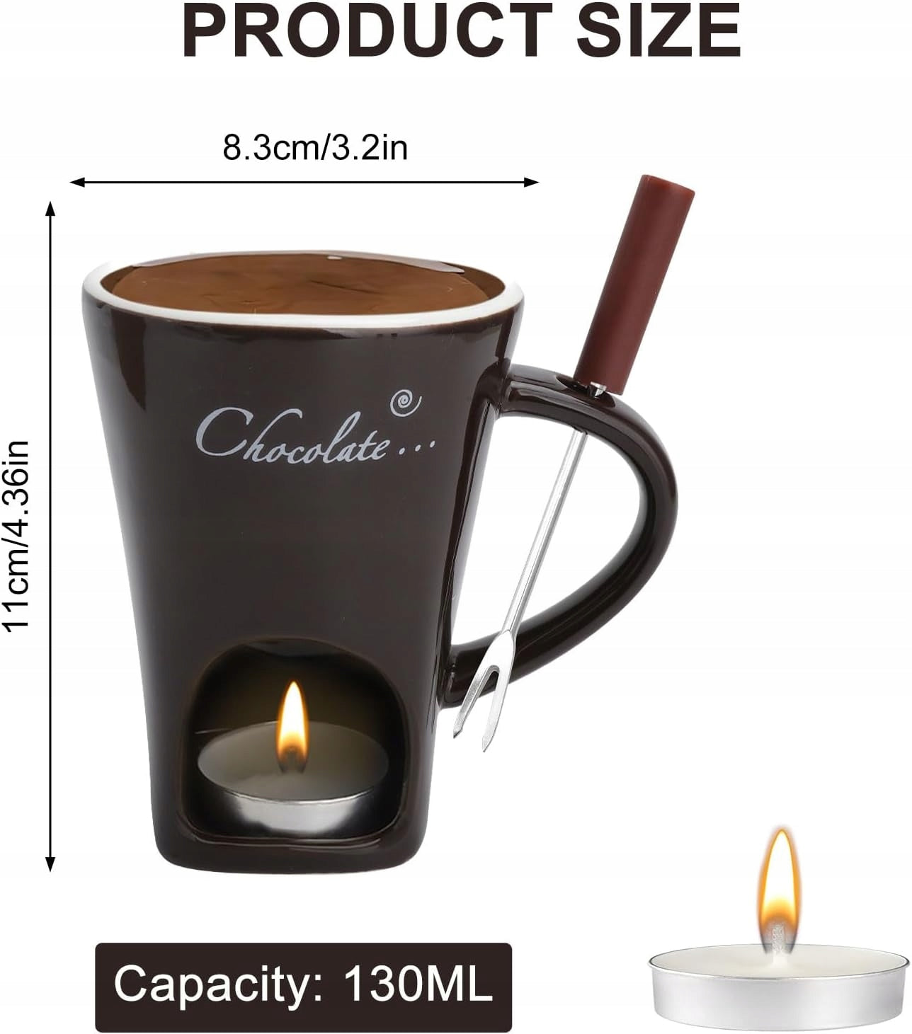 FONDUE 2PCS CERAMIC MUG SET MELTING FORKS PORTABLE Brand no brand