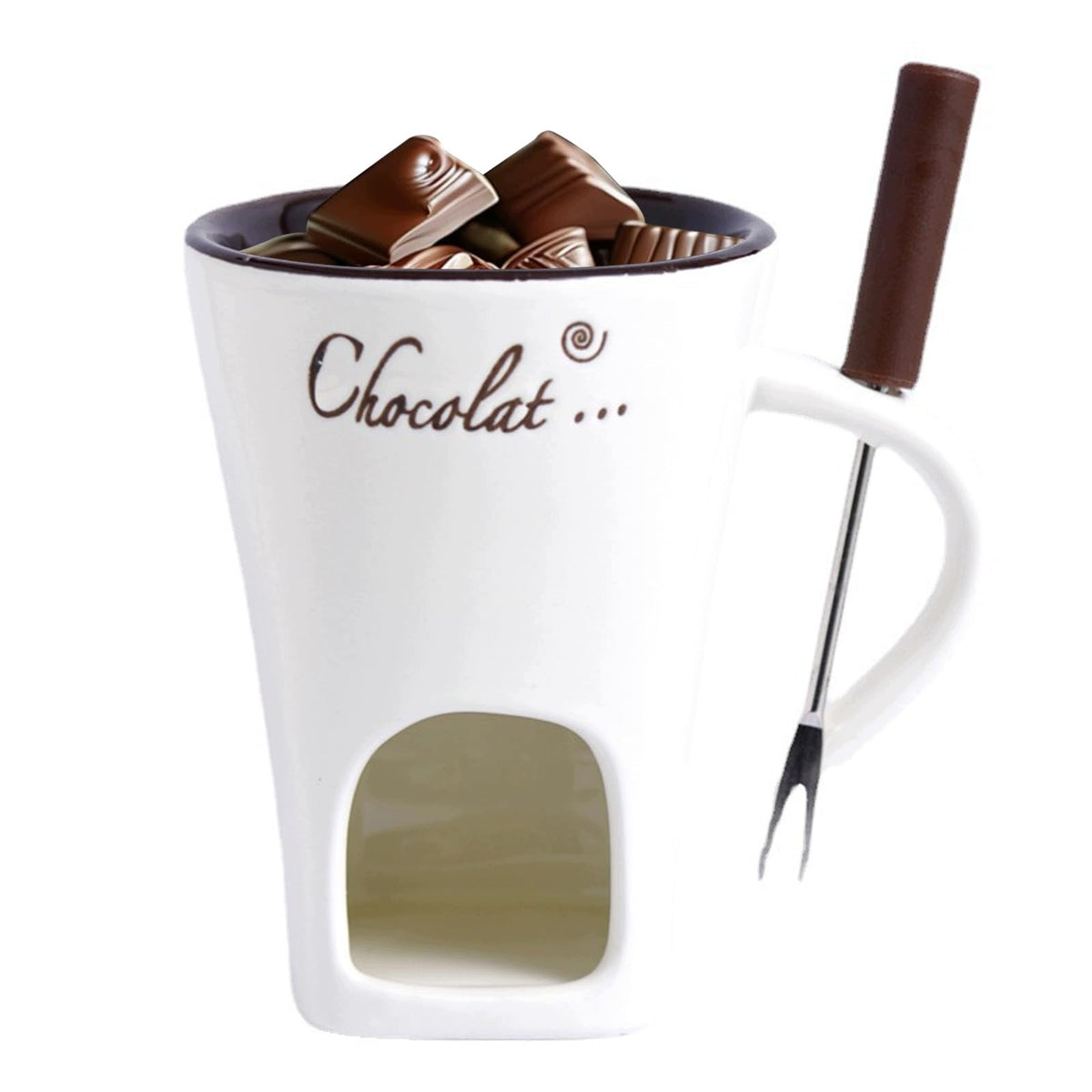 FONDUE CHOCOLATE CANDLE MUG CERAMIC FONDUE MUG 130