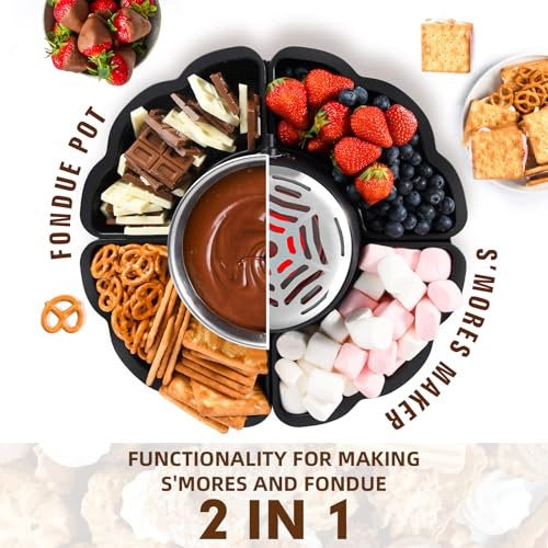 FONDUE CHOCOLATE ELECTRIC 2IN1 S'MORES FOR FAMILY SET OF 4 FORKS Dominant color clear