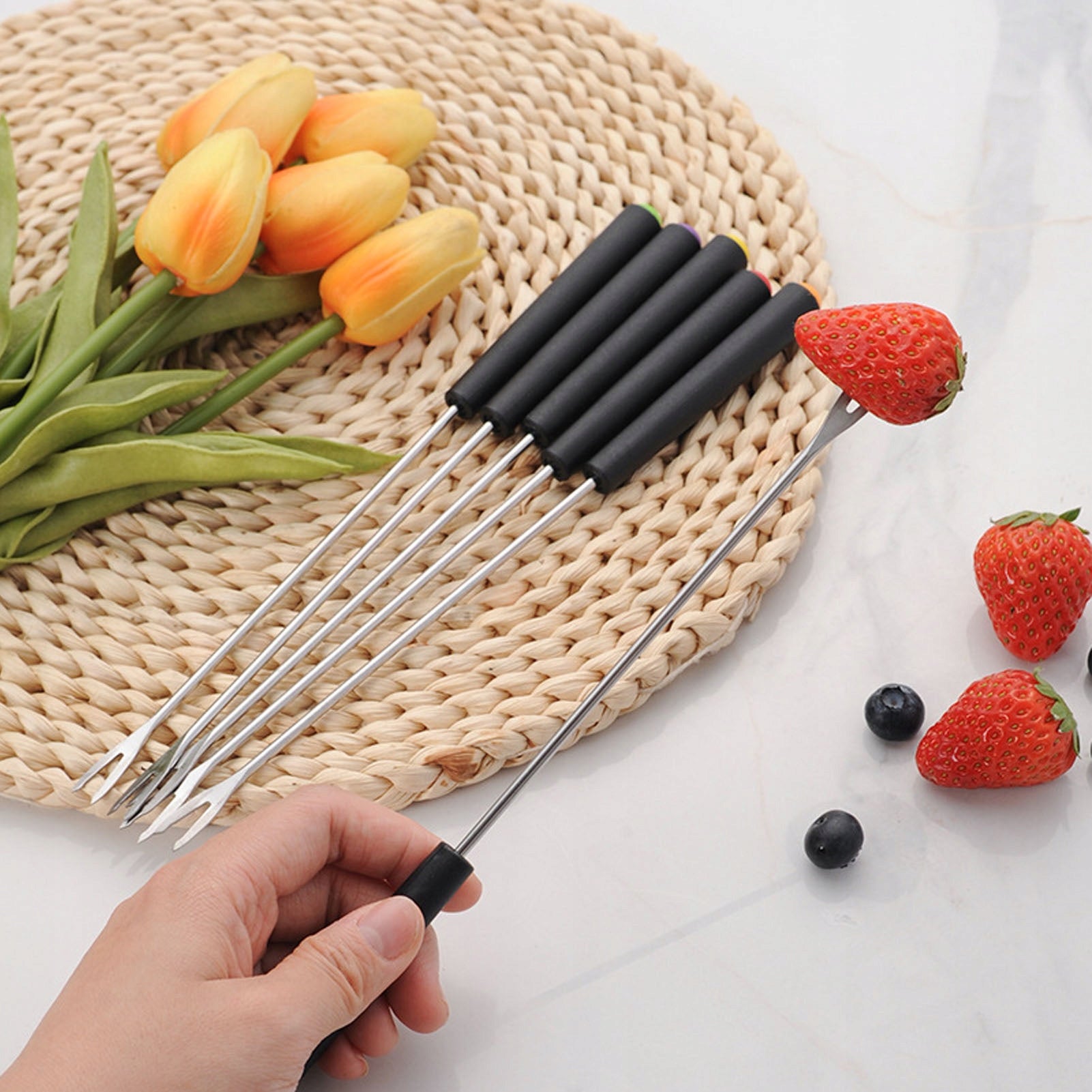 FONDUE FORKS SET OF STEEL WITH HANDLE 6PCS Manufacturer code dcghjfg1142