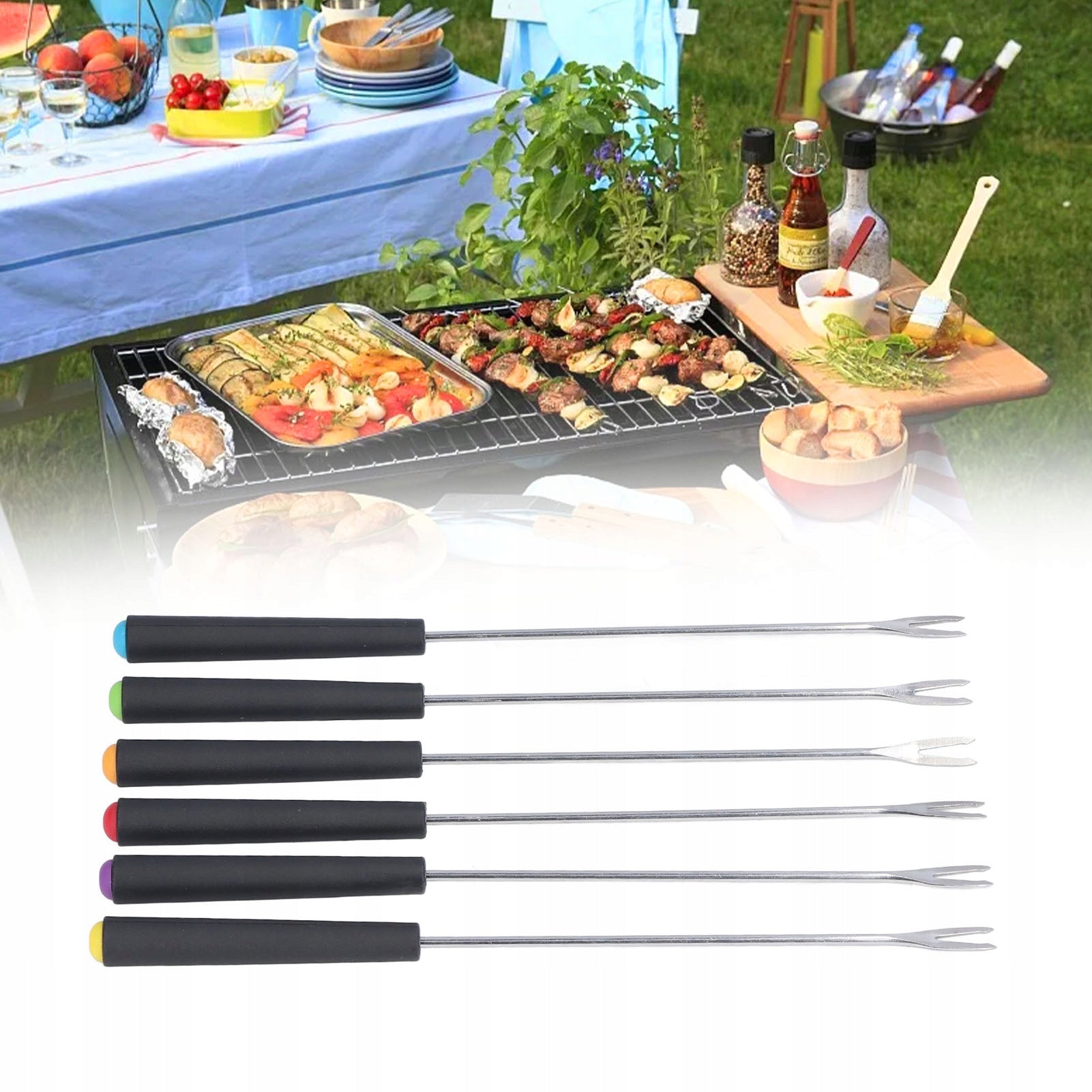 FONDUE FORKS SKEWERS 6PCS 23 CM Packaging status original