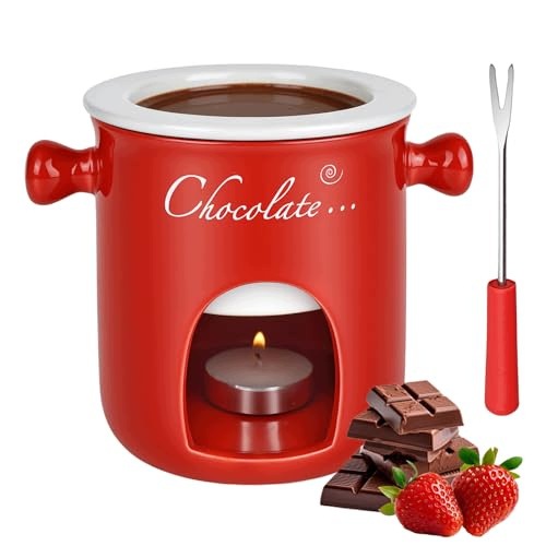 FONDUE POT CERAMIC RED PICNIC GIFT SET 11CM Brand no brand