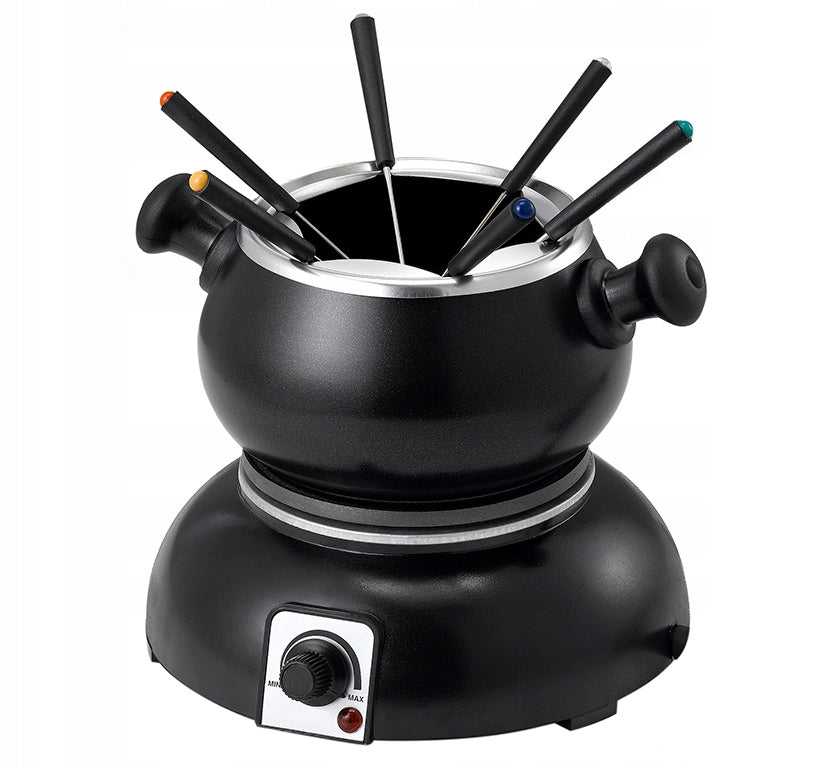 FONDUE SET 6 PEOPLE ELECTRIC POT CURRENT BLACK 1200 watt 2L AFK
