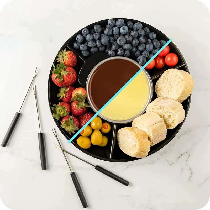 FONDUE SET ELECTRIC CHOCOLATE MELTING HEATER CHEESE FORKS Manufacturer code Podgrzewacz do topienia czekolady