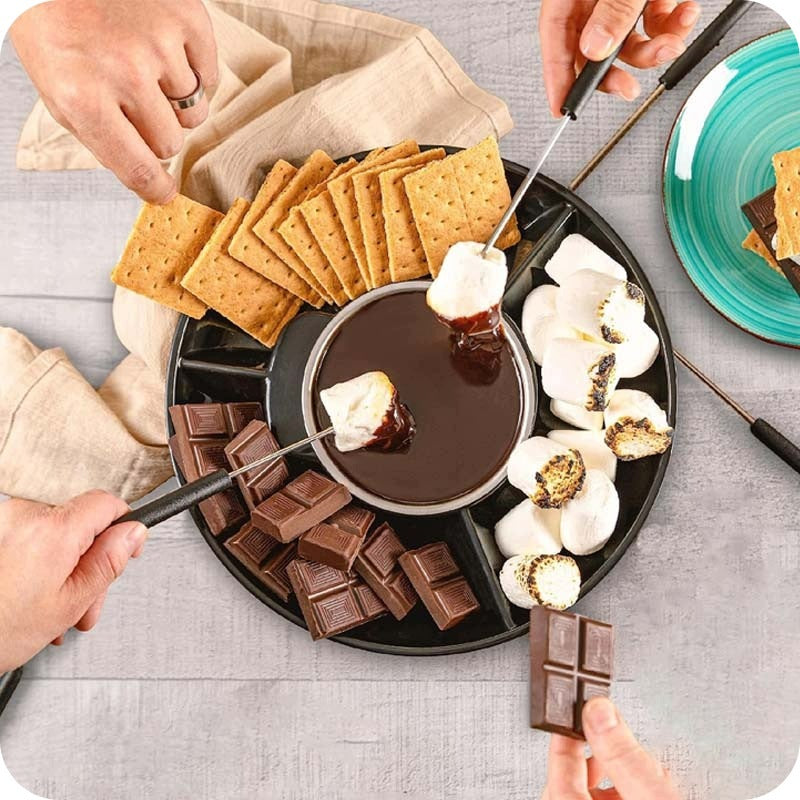 FONDUE SET ELECTRIC CHOCOLATE MELTING HEATER CHEESE FORKS Packaging status original