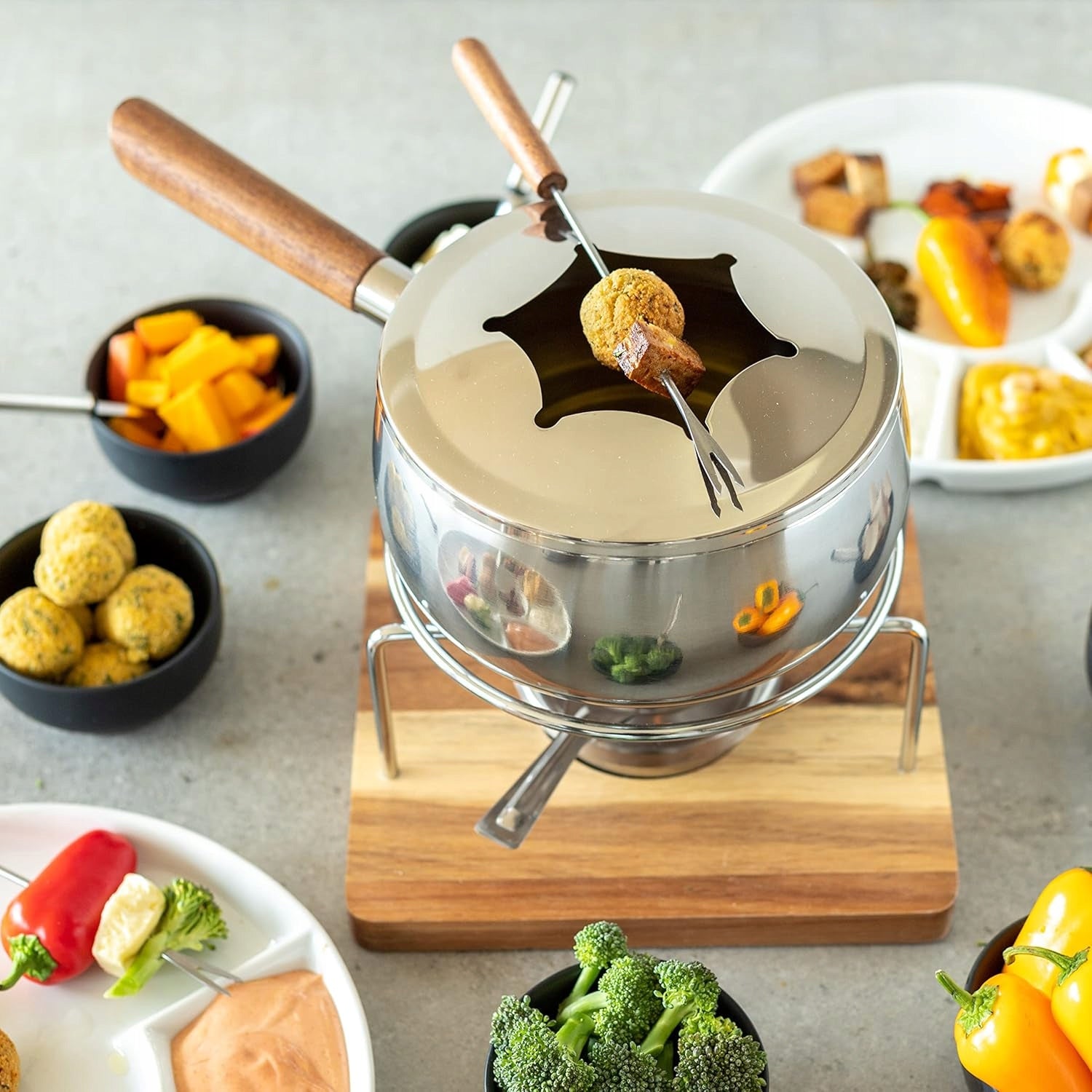 FONDUE SET FOR 6 PEOPLE 10 PIECE STEEL SET Brand no brand