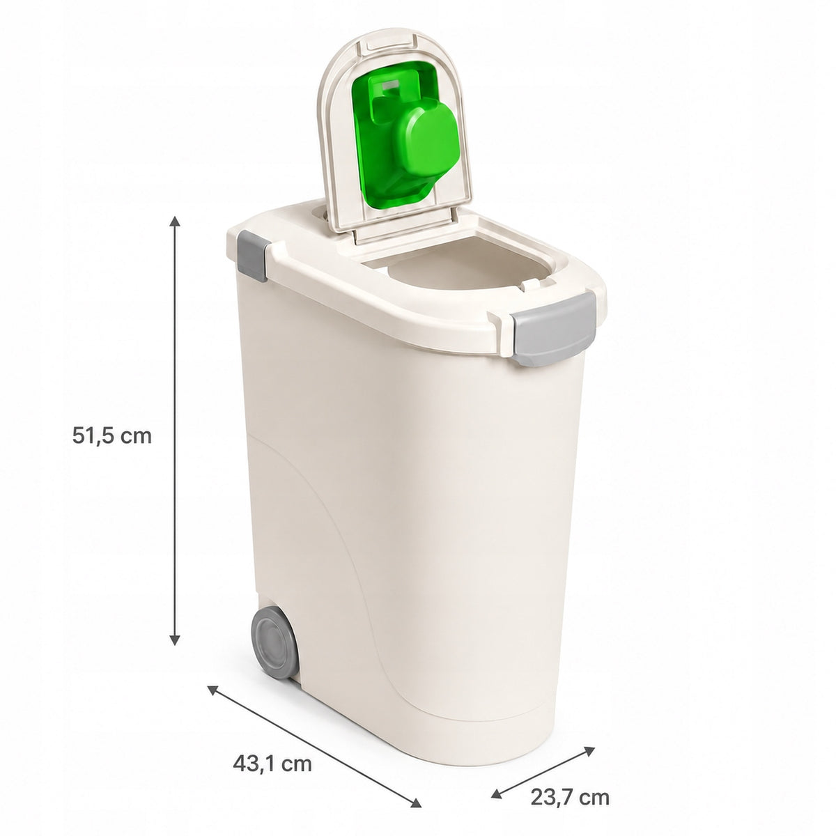FOOD CONTAINER 32 L Plastic on wheels with measuring cup with tilting flap Manufacturer code 5906477683362