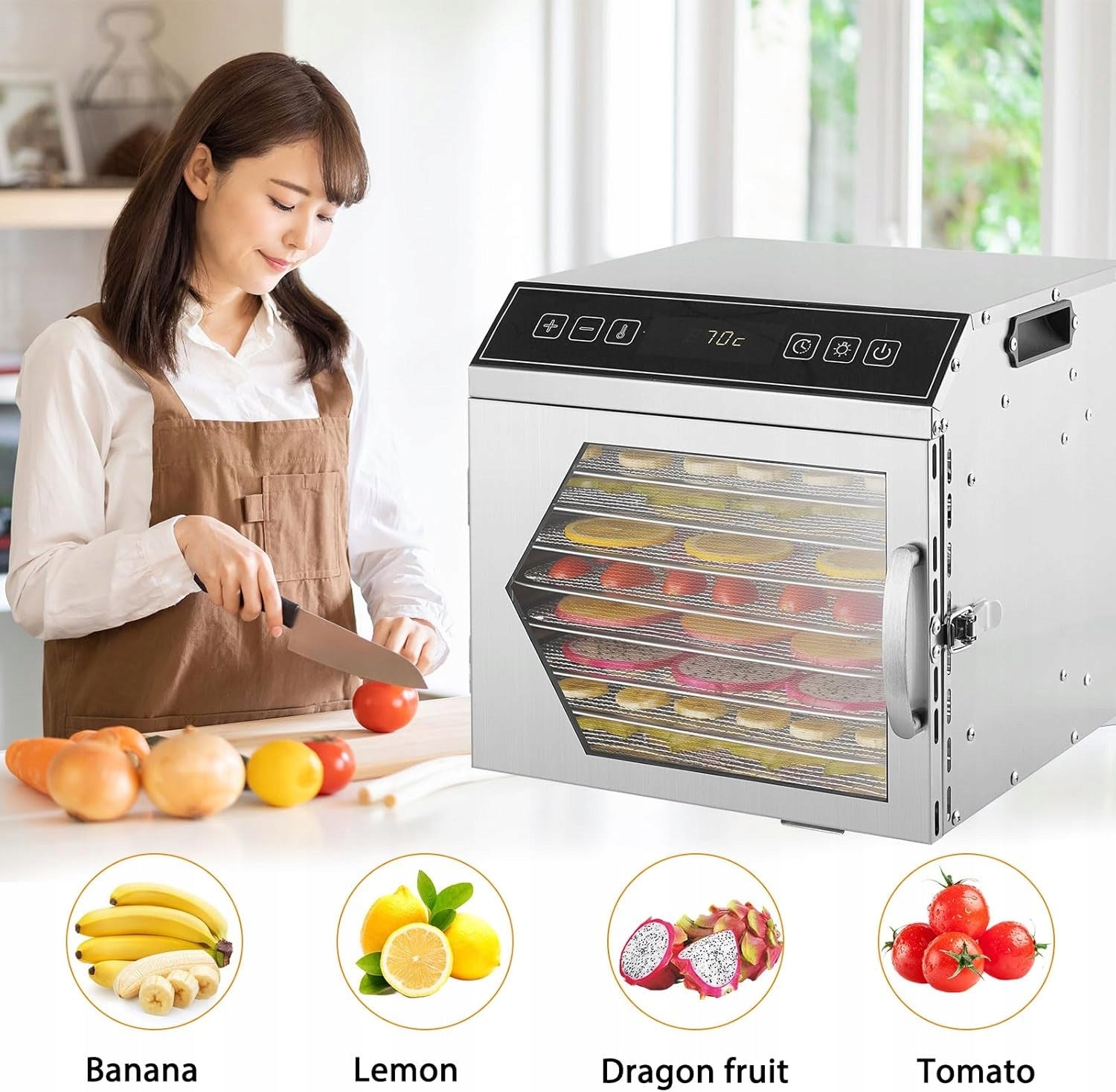 FOOD DRYER 8 LEVELS 400W 40-90 DEGREE TIMER STAINLESS STEEL Brand no brand