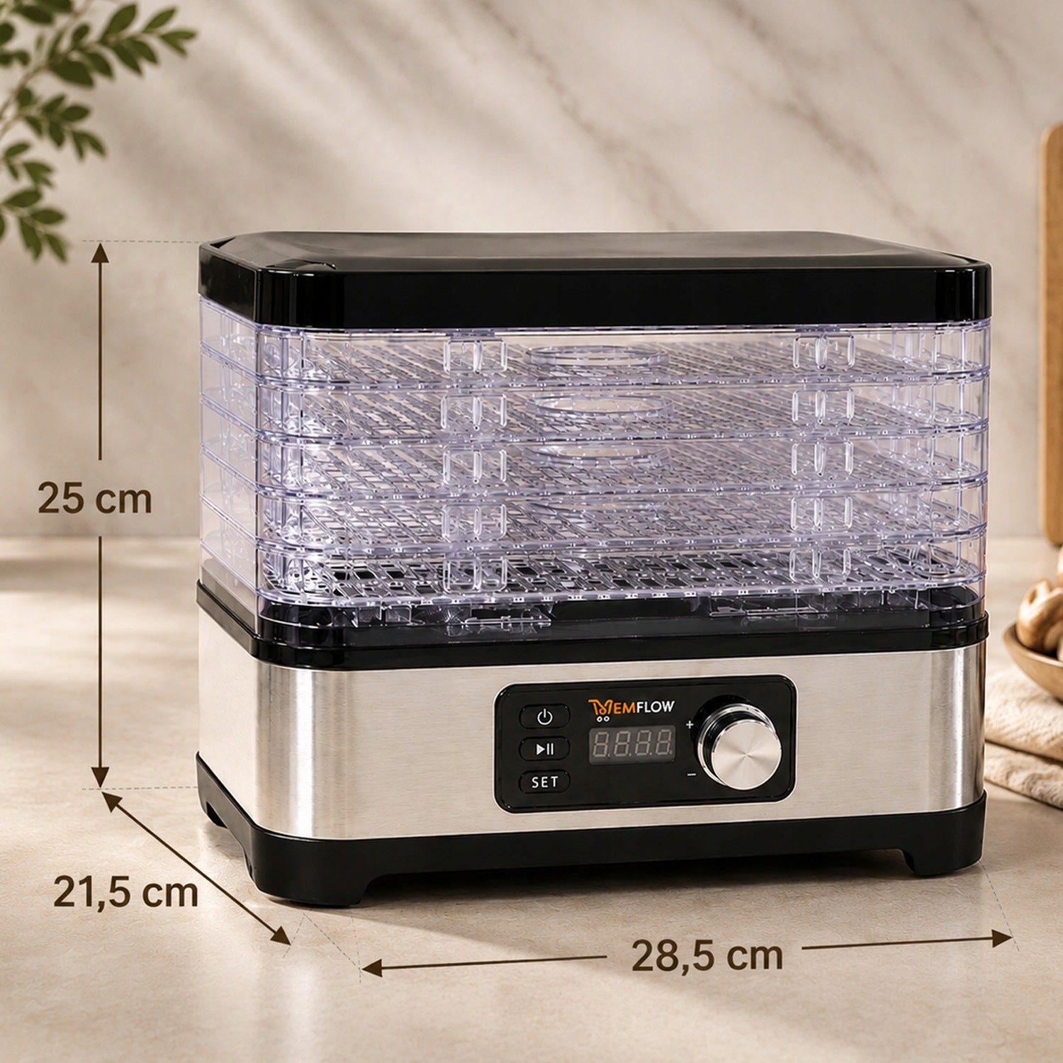 FOOD DRYER FOR FRUIT MUSHROOM 500W 6 SIT TEMPERATURE CONTROL TIMER Brand MEMFLOW