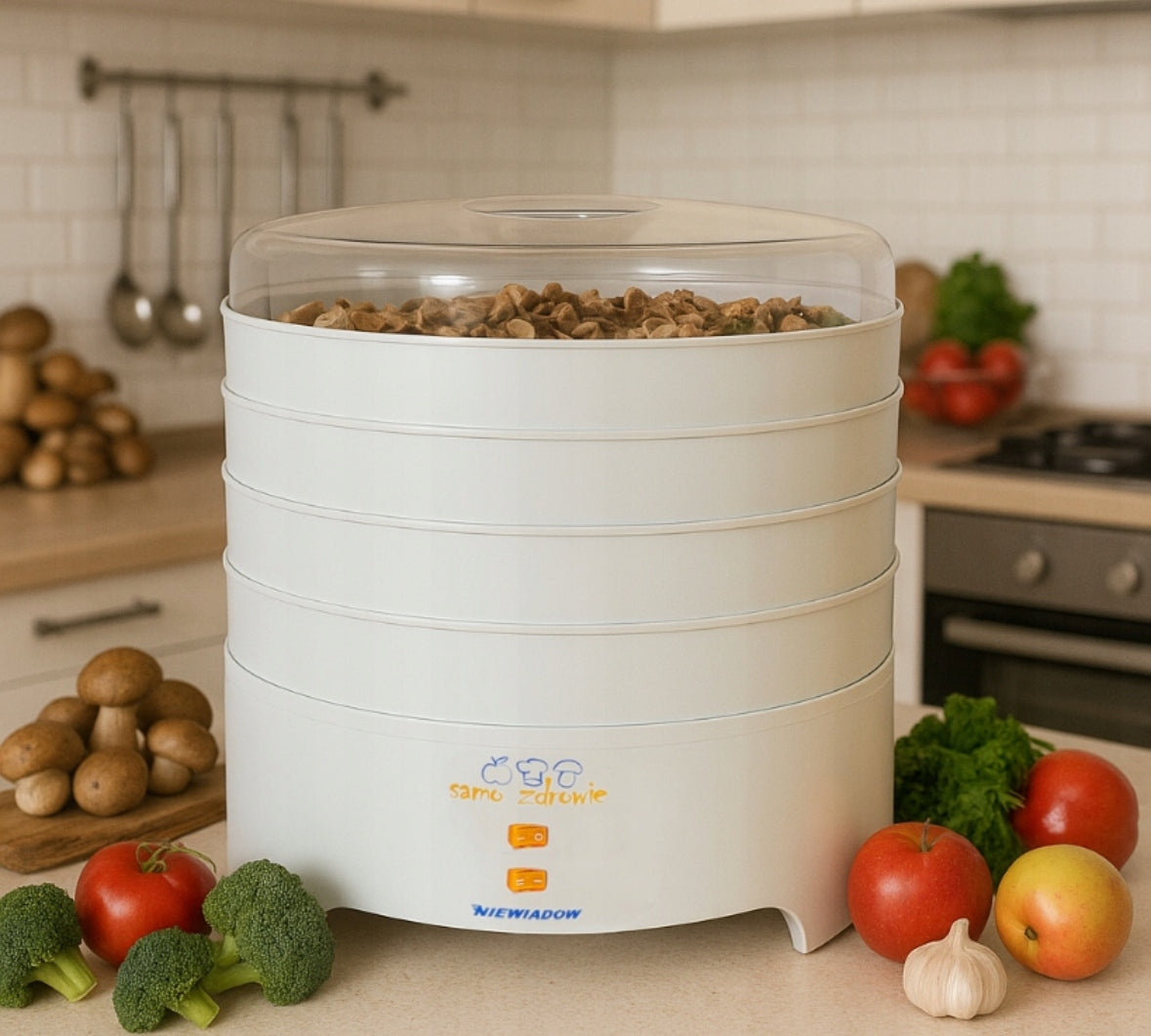 FOOD DRYER FOR MEAT FRUIT MUSHROOMS FOR MUSHROOMS NIEWIADÓW 500 IN 4 SIEVES Manufacturer code suszarka do warzyw i owoców