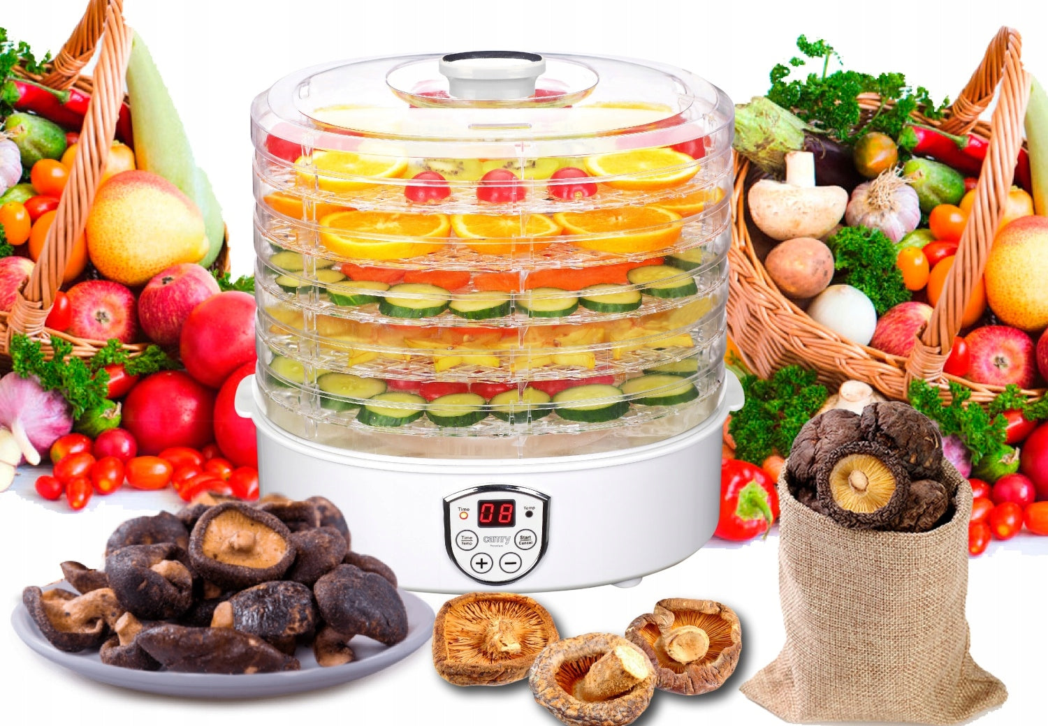 FOOD DRYER FOR MUSHROOM HERBS FRUIT VEGETABLES LARGE 550W CAMRY