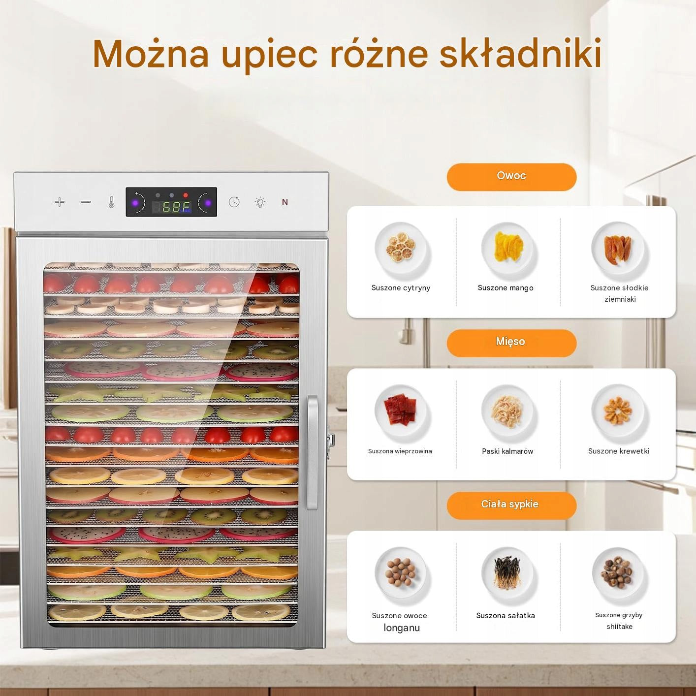 FOOD DRYER HUGE DEHYDRATOR 18 levels 800W 24h 30-90°C Packaging status original
