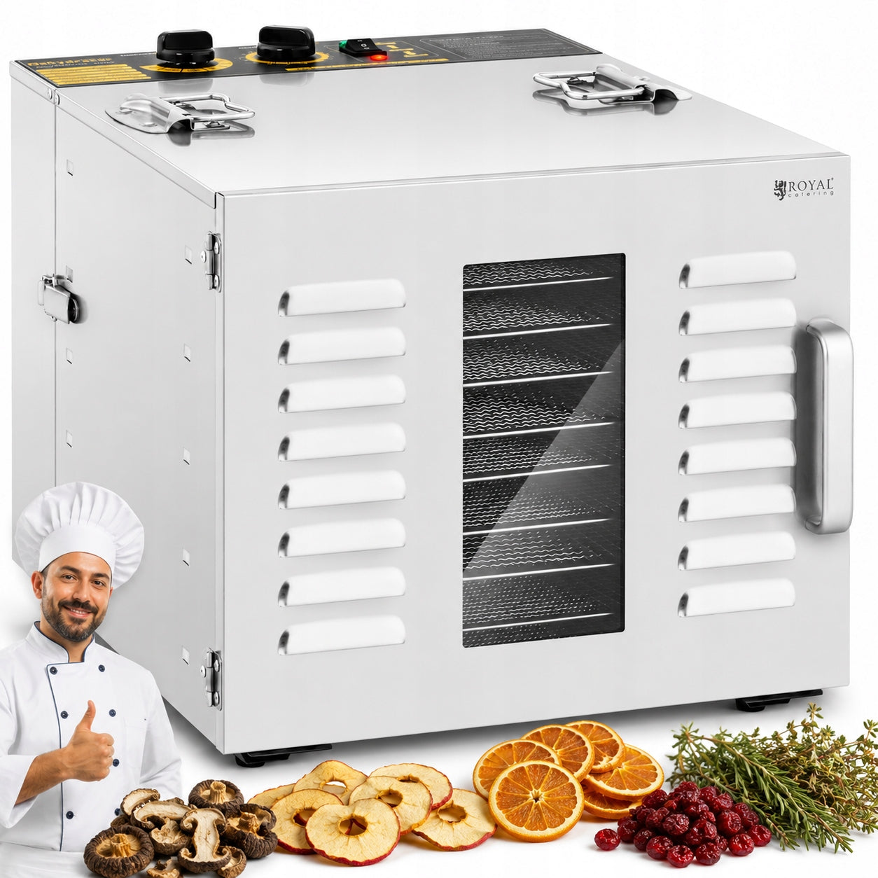 FOOD DRYER MUSHROOMS FRUIT HERBS 1000W 10 SIEVES - ROYAL CATERING