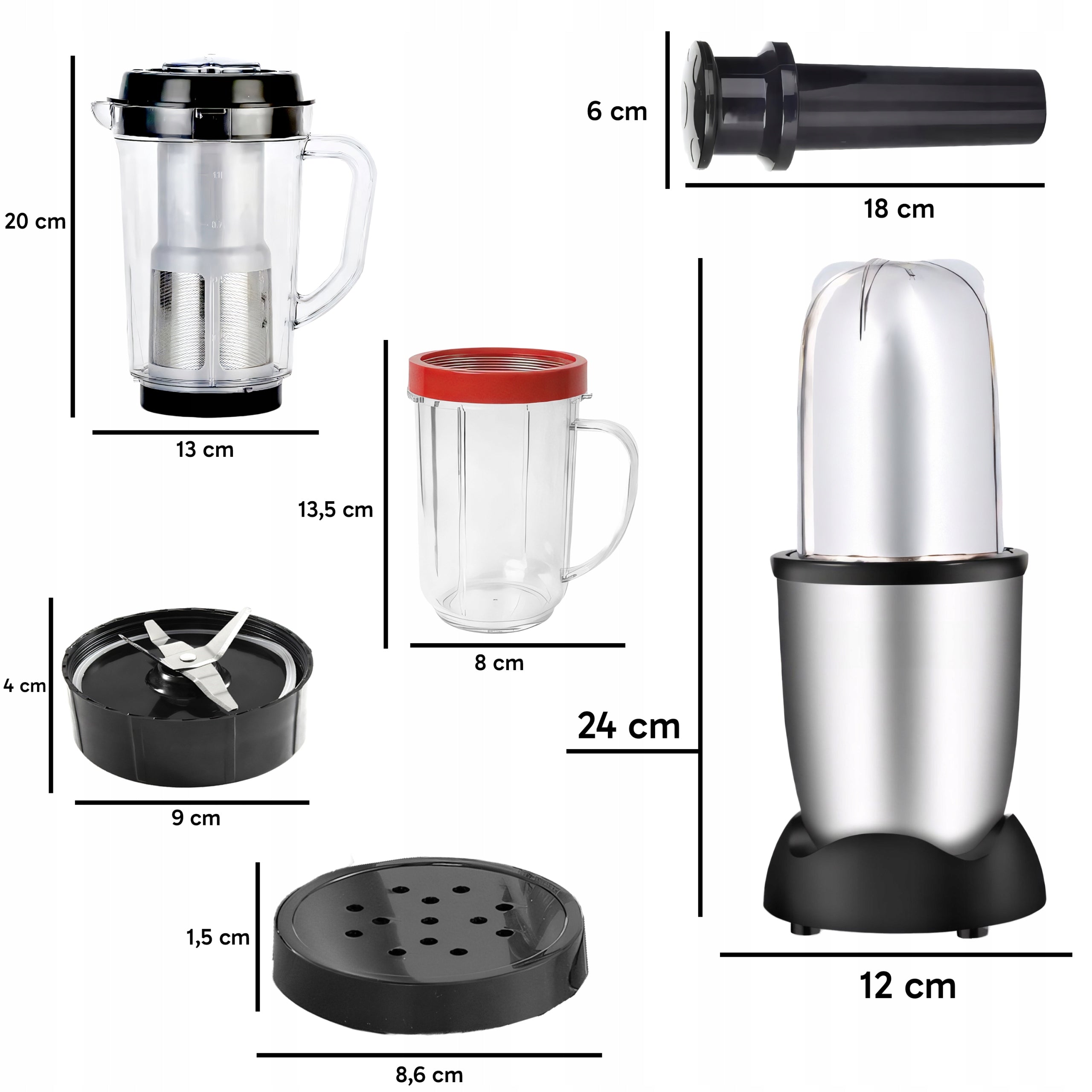 FOOD PROCESSOR BLENDER WITH JUICER FUNCTION 4x CUPS SET XXL Packaging status original
