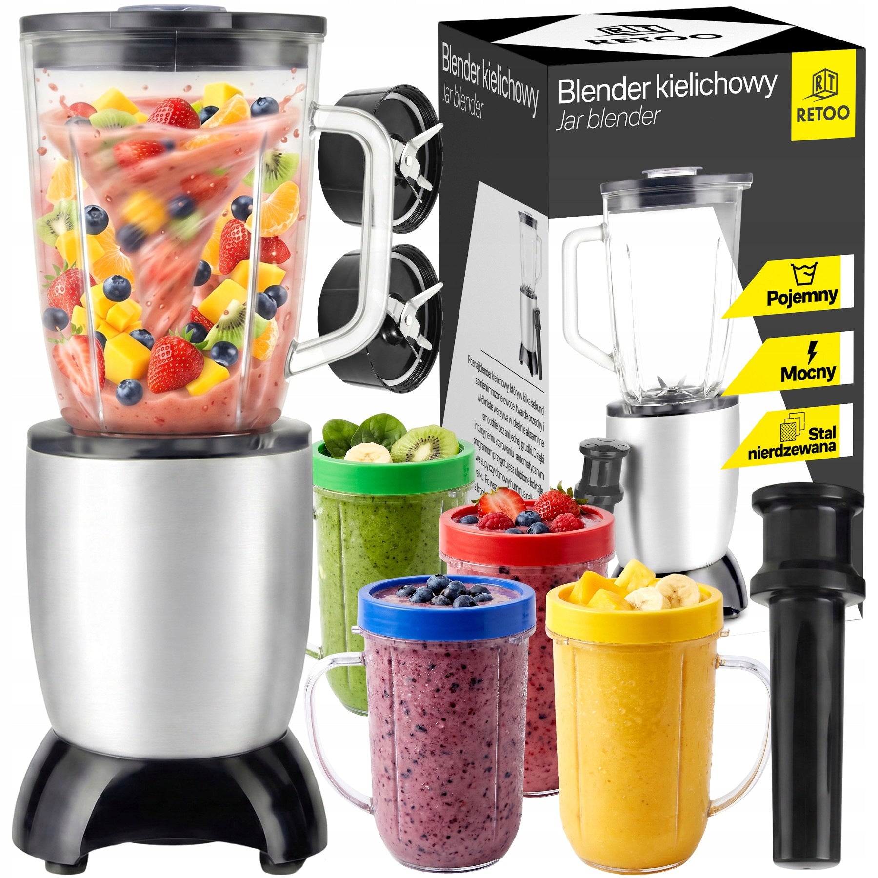 FOOD PROCESSOR BLENDER WITH JUICER FUNCTION 4x CUPS SET XXL